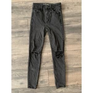 AEO 10” Super High-Rise 24x26 Distressed Jeggings Charcoal Size 0 Short